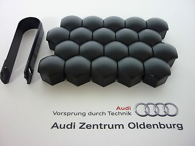 Audi Radschraubenkappen (20 Stk.) inkl.Abzieher,Kappen für Radschrauben, schwarz