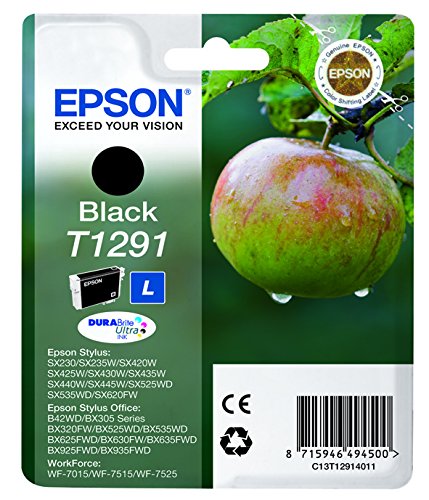 Epson Original T1291 Tinte, Apfel, wisch- und wasserfeste (Singlepack) schwarz