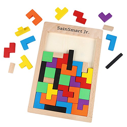 SainSmart Jr. CB23 Holz Tangram Puzzle Tetris Burr Puzzle Spielzeug, Lernspiel (40 Stück)