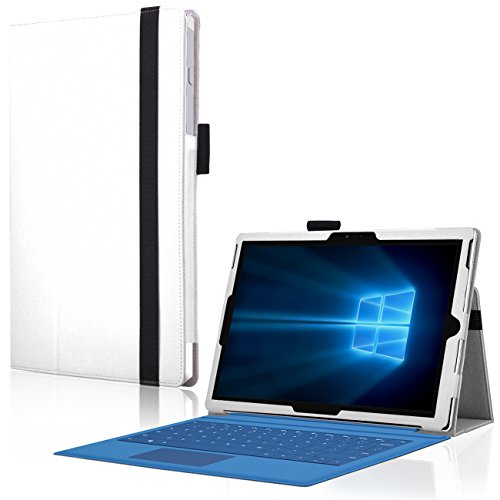 Microsoft Surface Pro 4 Cover Tasche mit praktischer Stand Funktion Case aus robustem Kunstleder kombiniert Schutz und Design für Ihr Microsoft Surface Pro 4 Hülle Case Weiss von UC Express®