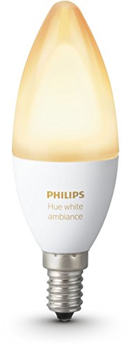 Philips Hue White Ambiance E14 LED Kerze, Einzellampe, dimmbar, alle Weißschattierungen, kompatibel mit Echo und Echo Dot