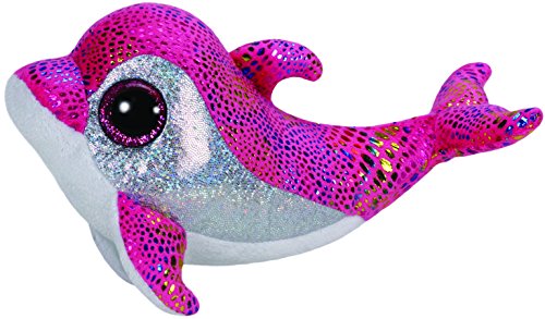 TY 36126 - Sparkles - Delfin bunt glitzernde Oberseite mit Glitzeraugen, Glubschi's, Beanie Boo's, 15 cm, pink