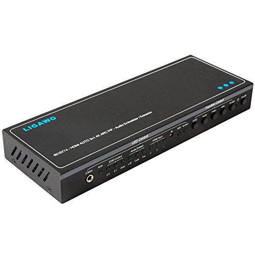 Ligawo 6518774 HDMI Switch 3x1 4K, Audio Embedder/Deembedder, ARC, Audio EDID, PIP schwarz