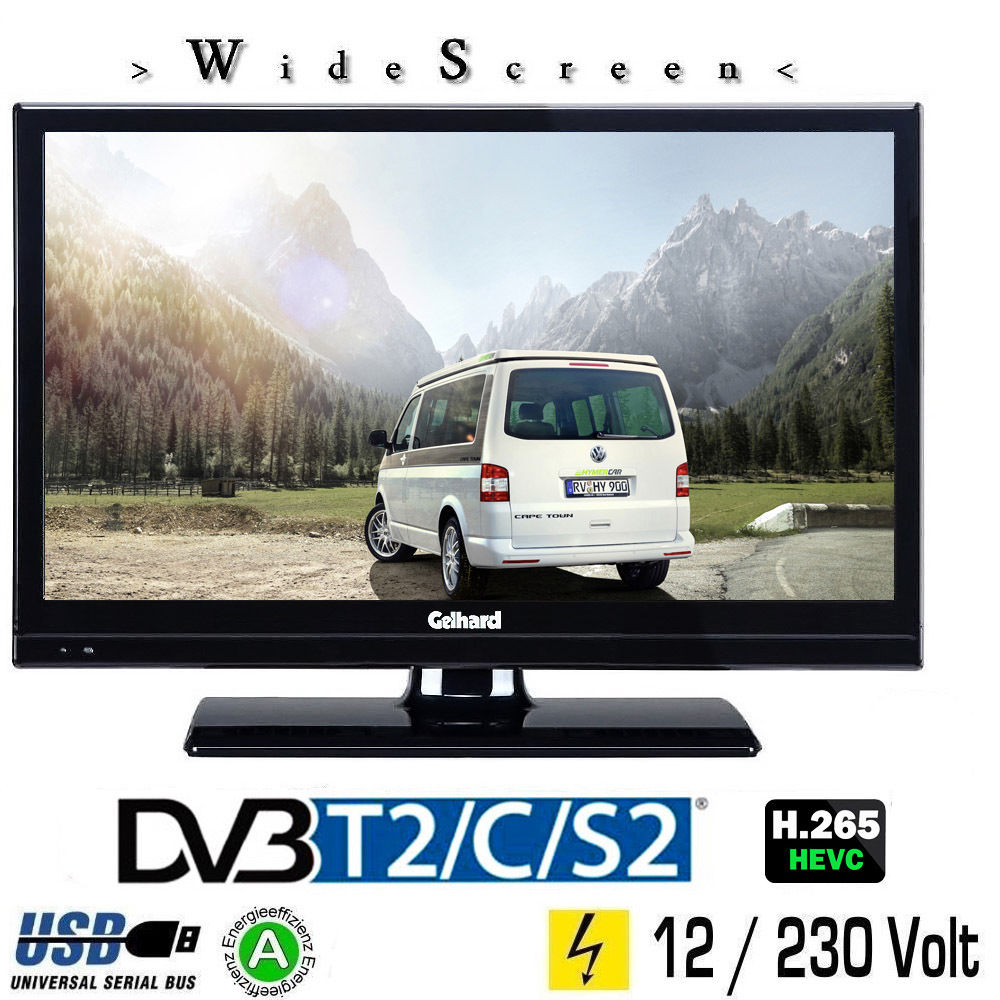 Gelhard GTV2021 LED TV 20 Zoll Wide Screen DVB/S/S2/T2/C, USB, 230 / 12 Volt