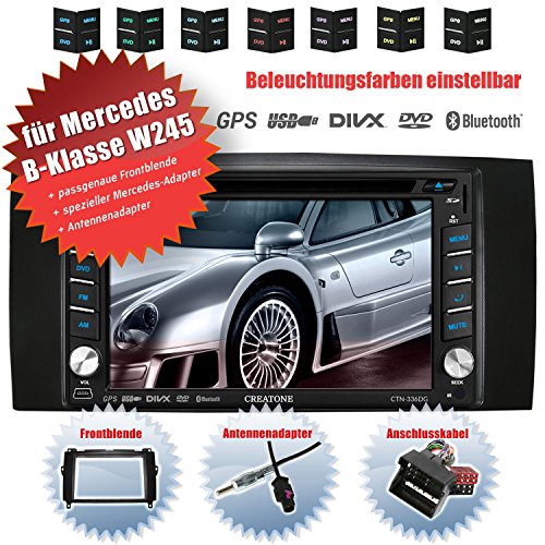 2DIN Autoradio CREATONE V-336DG für Mercedes B-Klasse W245 (05/2006-06/2011 mit Audiosystem 5 und 20) mit GPS Navigation (Europa), Bluetooth, Touchscreen, DVD-Player und USB/SD-Funktion