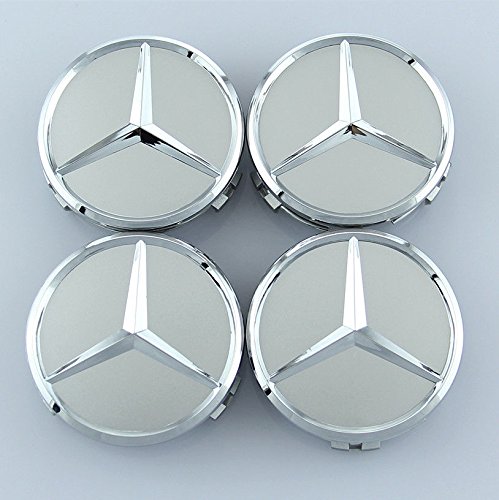 Felgendeckel Mercedes Benz 4 x 75mm Nabendeckel Radnabenkappen Radkappen Felgenkappen Nabenkappen Wheel Caps Silber/Chrom