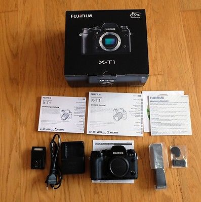 Fujifilm X-T1 Systemkamera, schwarz, 16MP, Body samt Originalteile, OVP, Top!