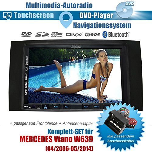2DIN Autoradio CREATONE CTN-9268D56 für Mercedes Viano W639 (04/2006-05/2014 Mopf mit Audiosystem 5 und 20) mit GPS Navigation, Bluetooth, Touchscreen, DVD-Player und USB/SD-Funktion