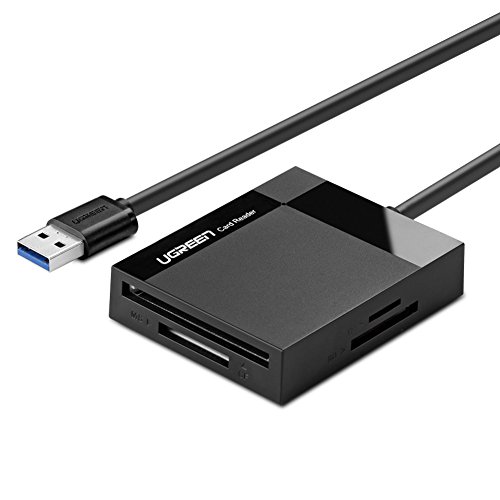 USB Kartenleser Ugreen USB 3.0 All in 1 Multi Kartenlesegerät Super Speed Kartenleser extern für SD, SDHC, SDXC, MS, microSD, Micro SDXC, Micro SDHC, CF, MS, T-Flash etc, parallele Auslesung gleichzeitig von mehreren Speicherkarten, max. 5Gbit/s Schwarz