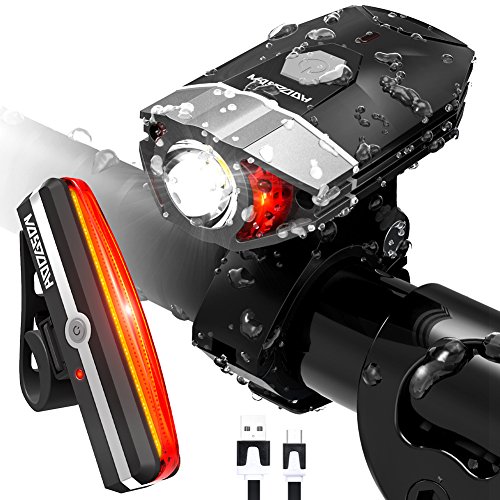 HODGSON Fahrradlicht USB Wiederaufladbare Fahradbeleuchtung Fahrradlampen Set, Superhelle Fahrrad Frontlicht & LED Rücklicht, Spritzwassergeschützt und Einfache Montage für Sicheres Radfahren