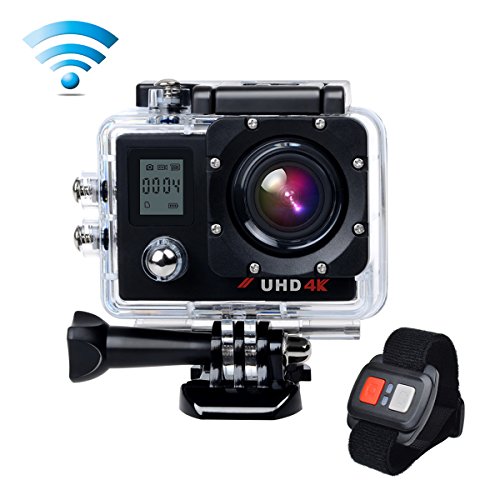 Campark® ACT76 Action cam Kamera Sports Camcorder 16MP 4K 1080P Wifi mit Dual LCD Bildschirm, 30M Wasserdicht, HDMI Ausgang, 170 Grad Weitwinkelobjektiv, Handgelenk Fernbedienung, Slow-Motion,2 akku, und Professionelle Kameratasche