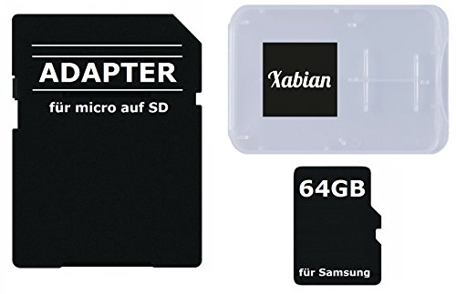 64GB MicroSD SDXC Speicherkarte für Samsung Smartphones und Tablets mit SD Adapter und Memorycard Box