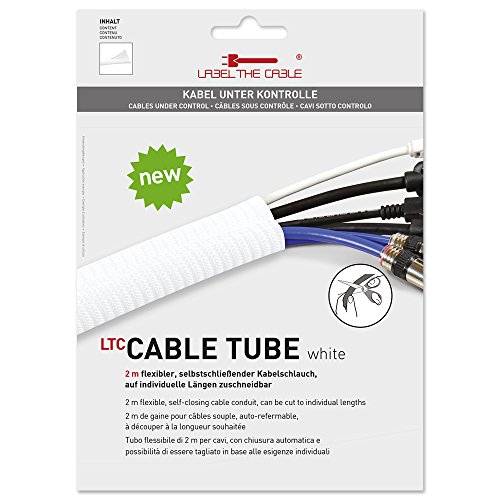 Label-the-cable Kabelschlauch, Kabelschutz, Kabelkanal: gewebter Kabelmantel, Selbstschließend, Zuschneidbar, sehr Flexibel und Robust/ LTC Cable Tube wt, 1 Stück, 2 m, Weiß, LTC 5120
