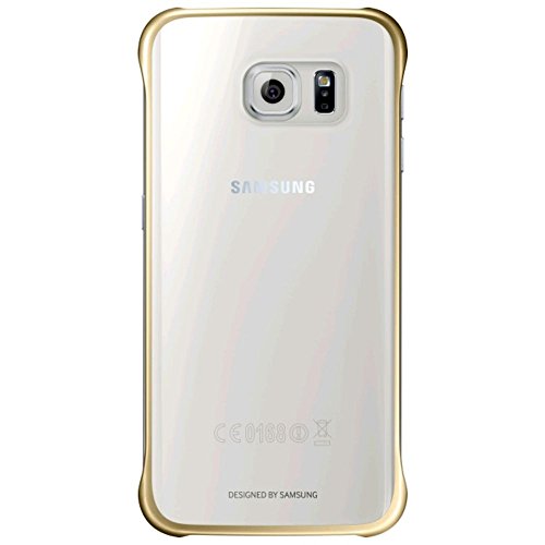 Samsung Slimline Clip-On Hülle Clear View Case Cover für Samsung Galaxy S6 Edge, Metallic gold/transparent