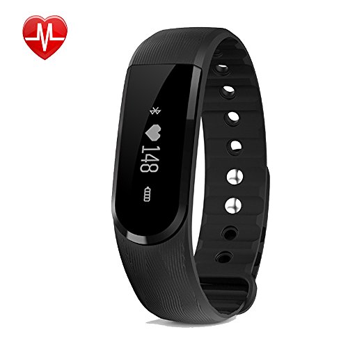 Willful SW322 Fitness Armband mit Pulsmesser - Bluetooth-Schrittzähler Armband Uhr mit Herzfrequenz-Monitor Schlafmonitor Alarm Kamera /Musik Fernbedienung SMS Anruf SNS Alarm für iPhone IOS & Android