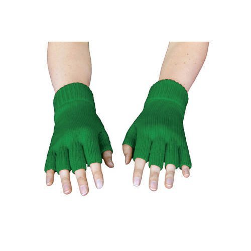 Strick-Handschuhe, fingerlos, Grün