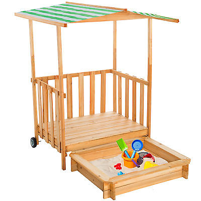 Sandkasten Spielhaus Spielveranda Holz Sonnenschutz Sandbox + Dach Deckel
