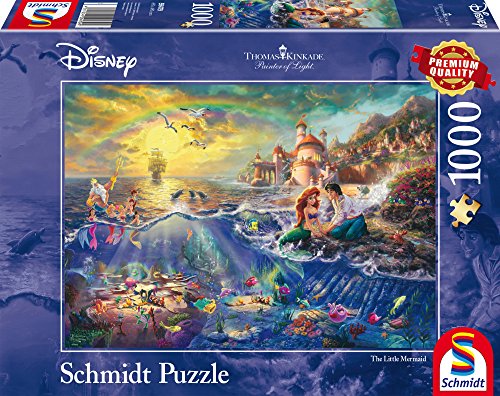 Schmidt Spiele Puzzle 59479 - Puzzle Thomas Kinkade 1.000 Teile Disney Kleine Meerjungfrau, Arielle