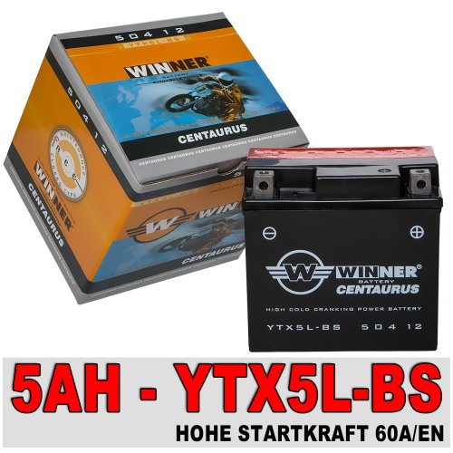 5Ah - 12V AGM GEL Motorrad Batterie YTX5L-BS baugleich CTX5L-BS GTX5L-BS 50412