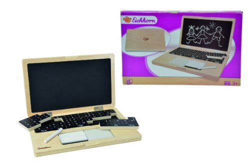 Eichhorn 100002575 - Laptop mit Puzzle, 14-teilig - Bildschirmfläche zum Beschreiben mit Kreide - Tastatur bestehend aus 6 Puzzleteilen - 32x20cm - inklusive 6 Kreiden und Schwamm