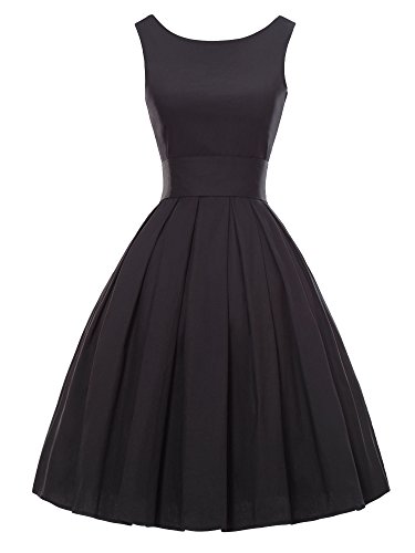 LUOUSE Sommer Damen Ohne Arm Kleid Dress Vintage kleid Junger abendkleid,Black,XXL