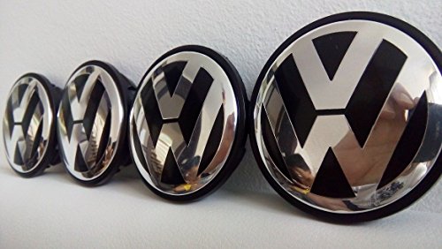 Set von 4 Volkswagen schwarz, Passat, CC, Golf, EOS Legierung Felgendeckel Radkappen Face 65 mm