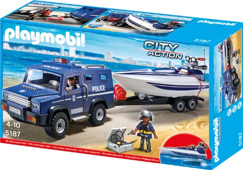 PLAYMOBIL 5187 - Polizei-Truck mit Speedboot