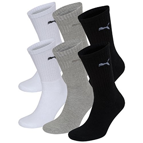 Puma Crew Socks Sport Socks 6er Pack = 6 Paar, White/Grey/Black, 35/38