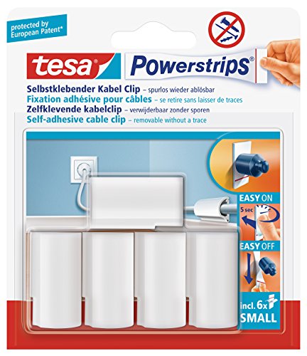 tesa Powerstrips Kabel Clip, weiß, 5 Stück