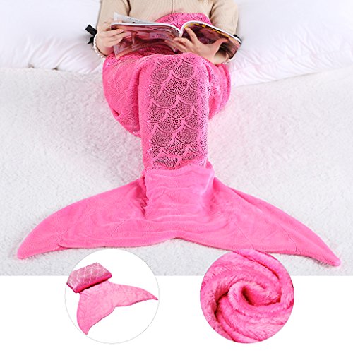 LANGRIA Meerjungfrau Decke Glitzernde Flanell Decke Fischschwanz Decke für Mädchen Damen Alle Jahreszeiten 60 '' x 25 '' (Rosa)