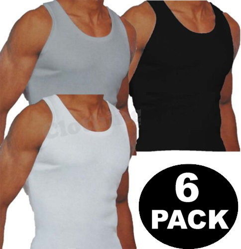 New Mens 6 Pack Vests  Pure Cotton Gym Top Summer Training S M L XL 2XL