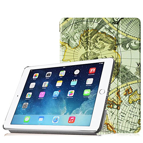 Fintie iPad Air 2 Hülle - Ultradünn Superleicht Smart Cover Schutzhülle Tasche Case mit Ständer und Auto Sleep / Wake Funktion für Apple iPad Air 2 (iPad 6 6th Generation), Landkarte Design