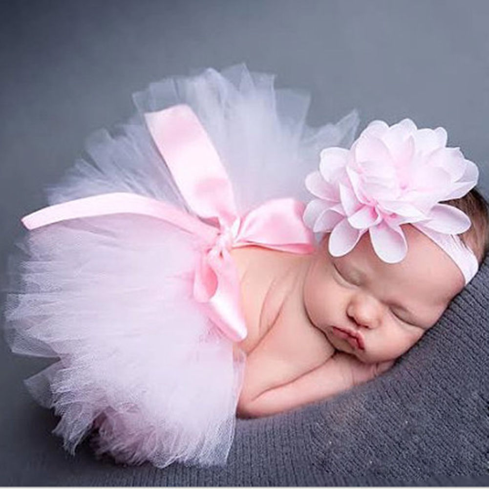 Neugeborenes Kopfschmuck Blume+Kleider Baby Mädchen Foto Prop Kostüm Outfit Neu