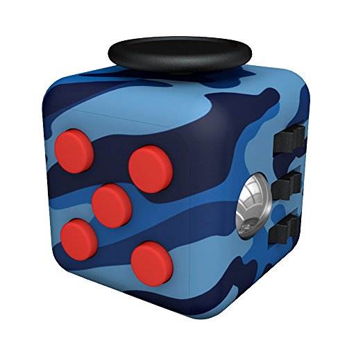 Tepoinn Stresswürfel Zappeln Cube Würfel vergleichbar wie Fidget Cube mit 6 unterschiedliche Funktionen entlastet Stress und Angst Spielzeug Geschenke für Kinder und Erwachsene Blaue Tarnung