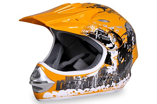Motorradhelm X-treme Kinder Cross Helme Sturzhelm Schutzhelm Helm für Motorrad Kinderquad und Crossbike Modell Design 2015 in gelb (Medium)