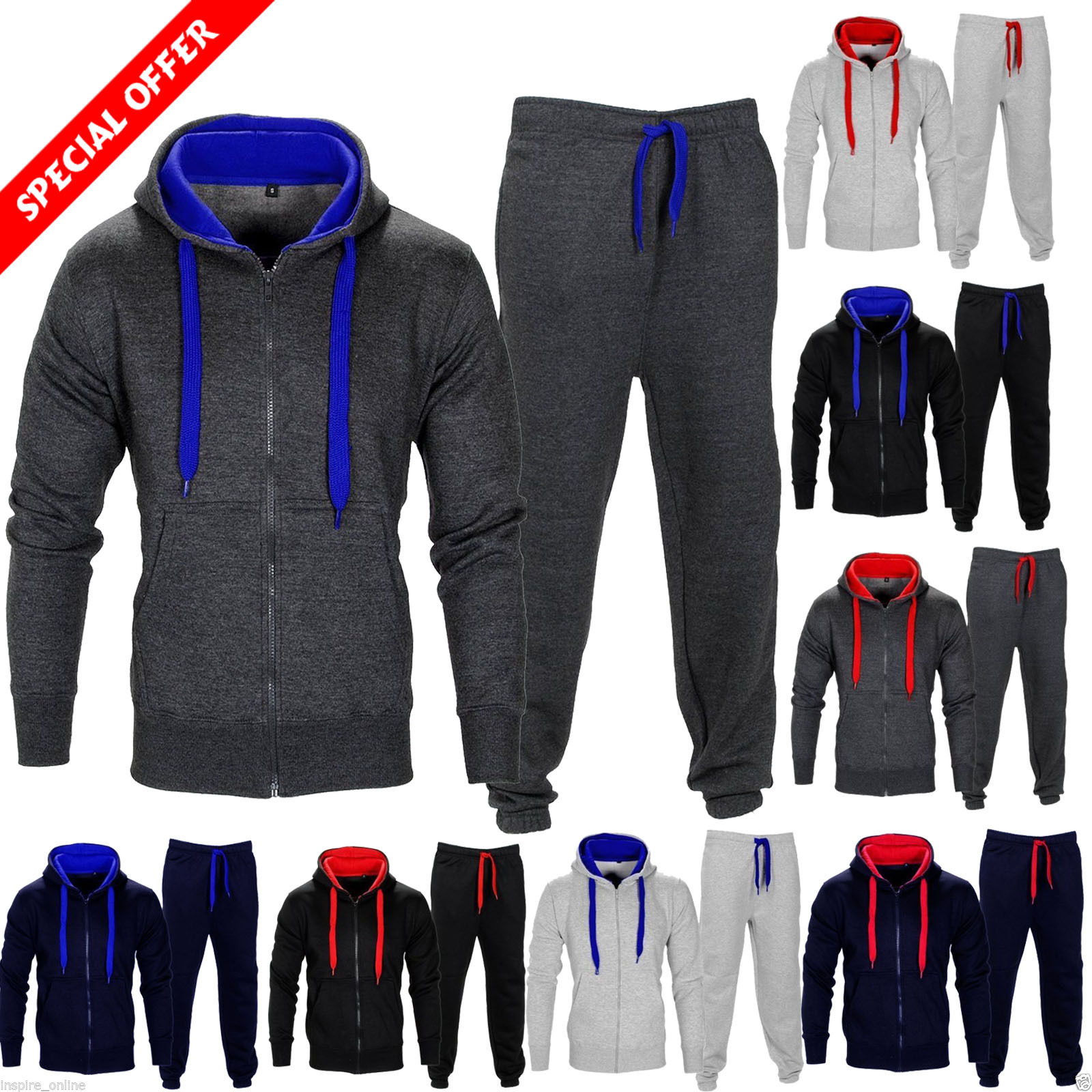NEW MENS TRACKSUIT SET FLEECE HOODIED TOP JOGGING BOTTOMS JOGGERS GYM TRACKIES