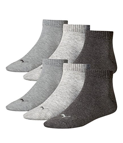 PUMA Unisex Invisible Quarter Quarters Sportsocken Kurz Socken 6 Paar 251015, Sockengröße:35-38;Artikel:-800 anthracite / mel. grey