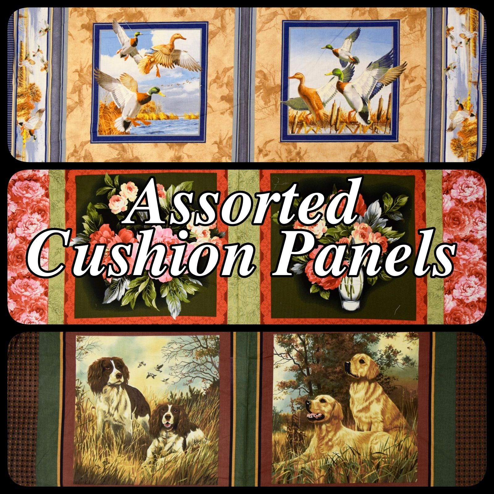 Assorted 100% Cotton Printed Animal Scene Cushion Pillow Panel 45cm x 112cm