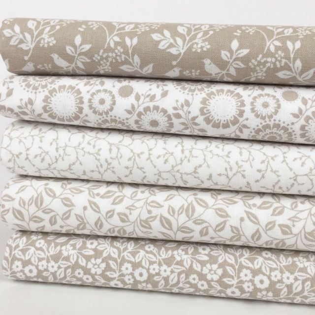 Silhouette beige & white Bundles & Fabrics  sold per Half Metre 100% Cotton 