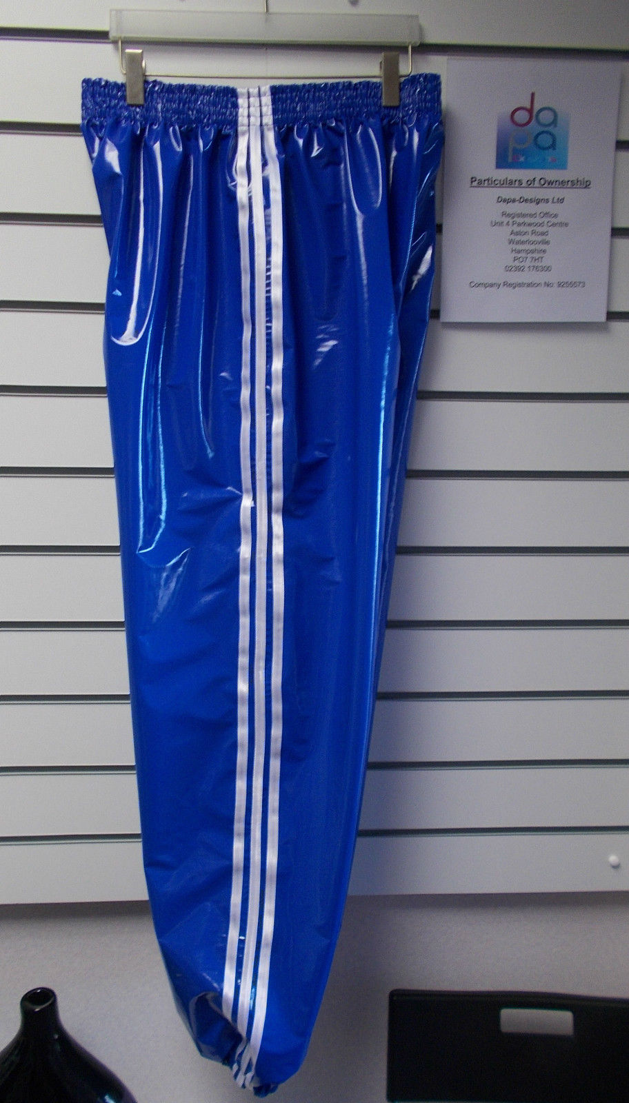 PVC Track Pants/Jogging Bottoms Small - XXL 70s & 80s, Blue & White