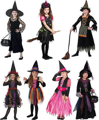 Hexe Hexen Halloween Kinder Karneval Fasching Kostüm 98-152