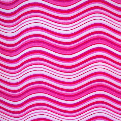 Ziggy Wave Stripe - Red / Cerise Pink - Cotton Fabric Patchwork Sewing Dress Mak