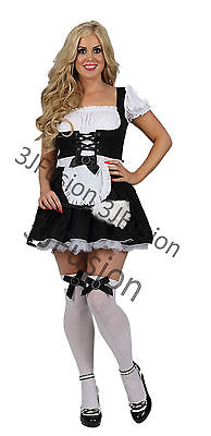 Sexy French Maid Naughty Costume Outfit Hen Party Fancy Dress FREE POST (BT)