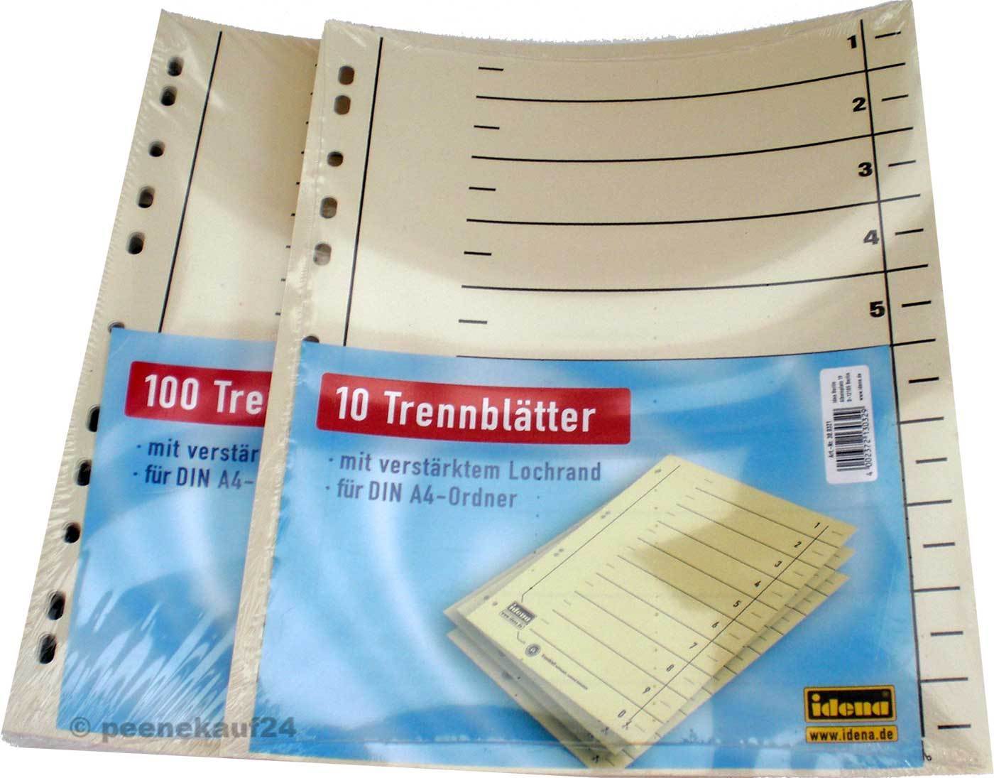 Trennblätter für DIN A4-Ordner 10 oder 100 Stück Pappe