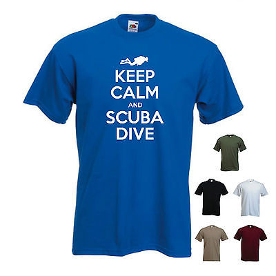 'Keep Calm and Scuba Dive' Diving Sport Mens T-shirt Tee Gift. Choose colours!