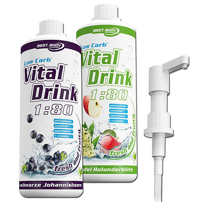 10,53€/Ltr. Best Body Nutrition Low Carb Vital Drink 2 Fl. Mineraldrink + Pumpe