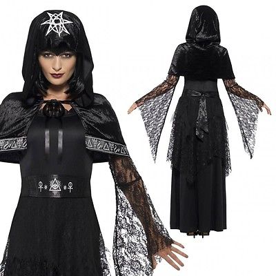 Schwarze Magierin Circe Zauberin dunkle Künste Damen Kostüm Halloween Kleid Hexe
