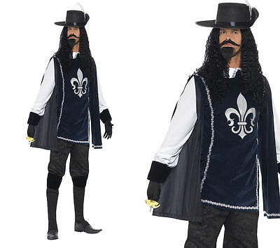 Musketeer Mens Medieval Knight Fancy Dress Costume Guard Outfit M,L+ Beard