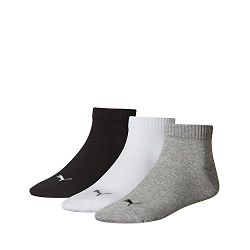 PUMA Unisex Invisible Quarter Quarters Sportsocken Kurz Socken 6 Paar 251015, Sockengröße:43-46;Artikel:-882 grey / white / black