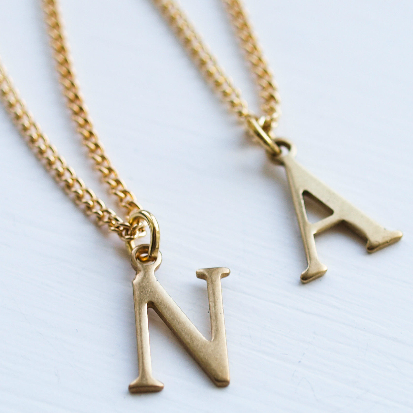 Letter Initial Necklace charm name chain gold alphabet pendant vintage kitsch